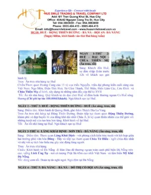 Huế Smile Travel – Công Ty TNHH Thương Mại Và Du Lịch Nụ Cười Huế