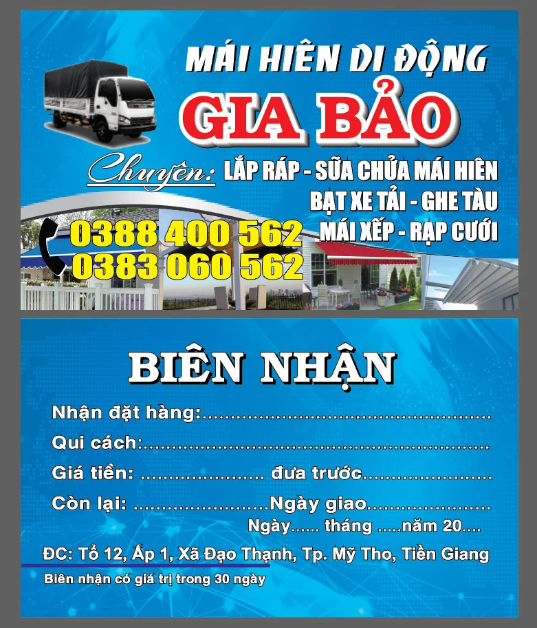 Mái Hiên Di Động Gia Bảo Mỹ Tho