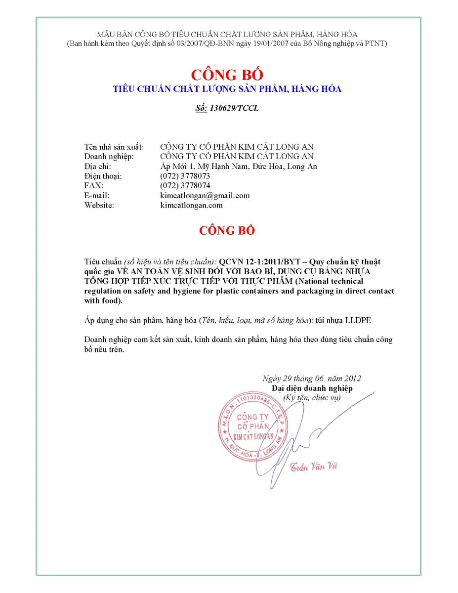 Công Ty Cổ Phần Kim Cát Long An