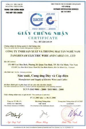 Dây Cáp Điện Tân Nghệ Nam – Công Ty TNHH Sản Xuất – Thương Mại  Tân Nghệ Nam