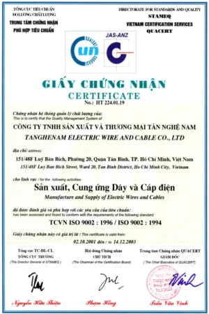 Dây Cáp Điện Tân Nghệ Nam – Công Ty TNHH Sản Xuất – Thương Mại  Tân Nghệ Nam