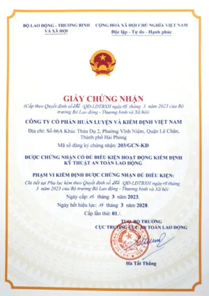 Công Ty Cổ Phần Huấn Luyện Và Kiểm Định Việt Nam